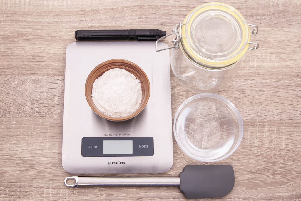 The tools needed to make a sourdough starter via @artisanpassion